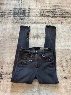 Rag & Bone Women’s Black Moto Skinny Jeans with Zip Pocket Detail
